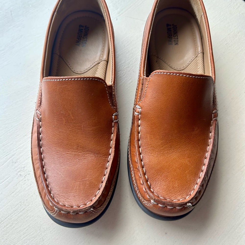Johnston & Murphy Tan Leather Slip-On Loafers Boys Size 3.5